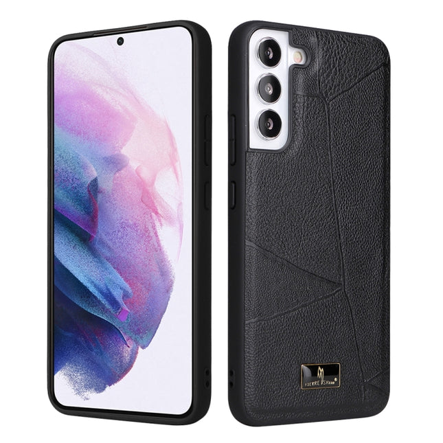 For Samsung Galaxy S22+ 5G Fierre Shann Leather Texture Phone Back Cover Case(Ox Tendon Black)-garmade.com