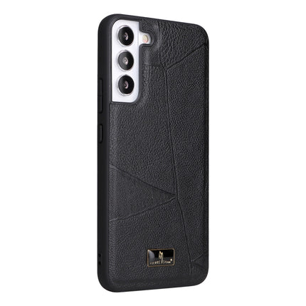 For Samsung Galaxy S22+ 5G Fierre Shann Leather Texture Phone Back Cover Case(Ox Tendon Black)-garmade.com