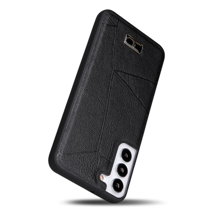 For Samsung Galaxy S22+ 5G Fierre Shann Leather Texture Phone Back Cover Case(Ox Tendon Black)-garmade.com