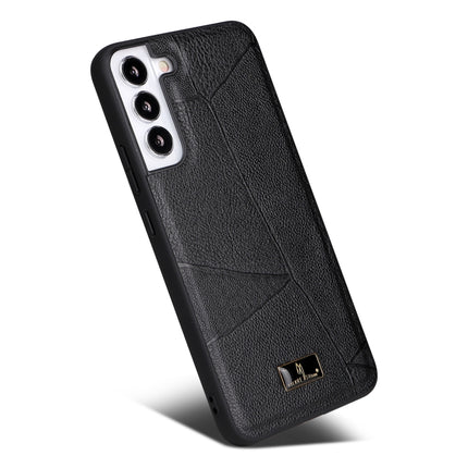 For Samsung Galaxy S22+ 5G Fierre Shann Leather Texture Phone Back Cover Case(Ox Tendon Black)-garmade.com