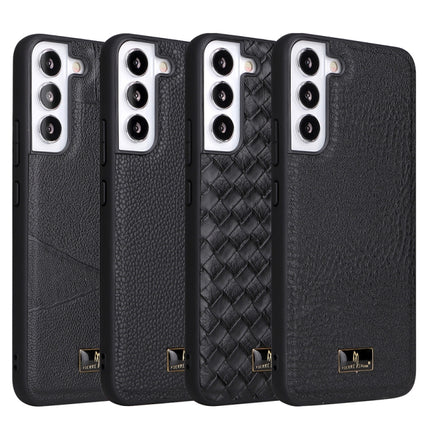 For Samsung Galaxy S22+ 5G Fierre Shann Leather Texture Phone Back Cover Case(Ox Tendon Black)-garmade.com