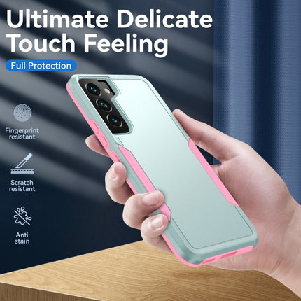 For Samsung Galaxy S22+ 5G Pioneer Armor Heavy Duty PC + TPU Phone Case(Green Pink)-garmade.com