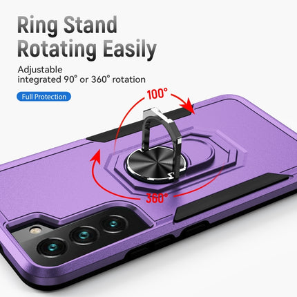 For Samsung Galaxy S22 5G Pioneer Armor Heavy Duty PC + TPU Holder Phone Case(Purple + Black)-garmade.com