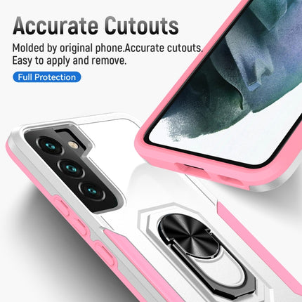 For Samsung Galaxy S22+ 5G Pioneer Armor Heavy Duty PC + TPU Holder Phone Case(White)-garmade.com