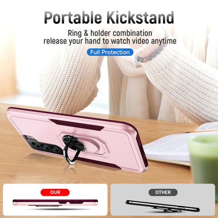 For Samsung Galaxy S22+ 5G Pioneer Armor Heavy Duty PC + TPU Holder Phone Case(Pink)-garmade.com