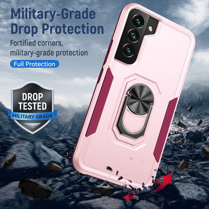 For Samsung Galaxy S22+ 5G Pioneer Armor Heavy Duty PC + TPU Holder Phone Case(Pink)-garmade.com