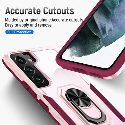 For Samsung Galaxy S22+ 5G Pioneer Armor Heavy Duty PC + TPU Holder Phone Case(Pink)-garmade.com