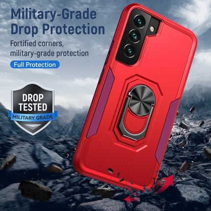 For Samsung Galaxy S22+ 5G Pioneer Armor Heavy Duty PC + TPU Holder Phone Case(Red)-garmade.com