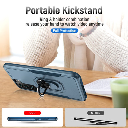 For Samsung Galaxy S22+ 5G Pioneer Armor Heavy Duty PC + TPU Holder Phone Case(Blue)-garmade.com