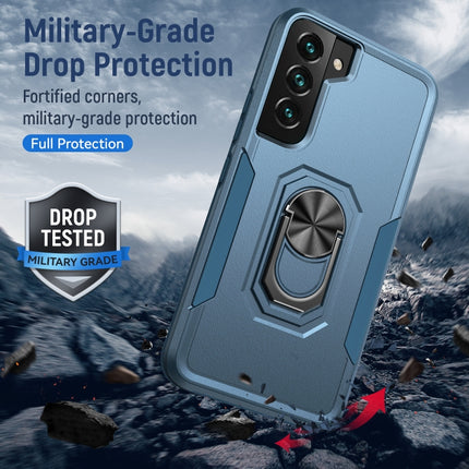 For Samsung Galaxy S22+ 5G Pioneer Armor Heavy Duty PC + TPU Holder Phone Case(Blue)-garmade.com