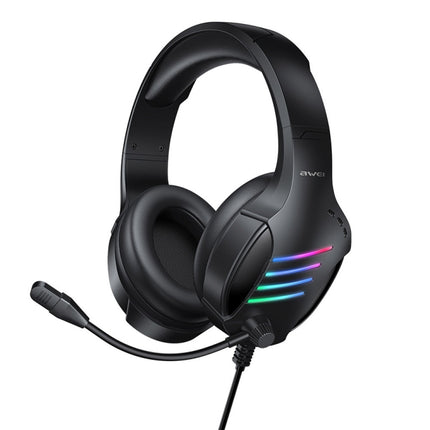 awei GM-5 USB + 3.5mm Ambient Light Gaming Wired Headset with Microphone(Black)-garmade.com