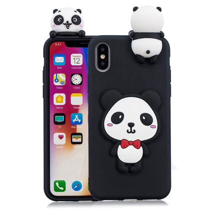 For iPhone XS / X 3D Cartoon Pattern Shockproof TPU Protective Case(Red Bow Panda)-garmade.com