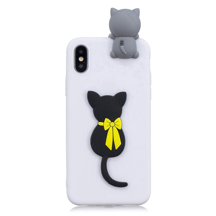 For iPhone XS / X 3D Cartoon Pattern Shockproof TPU Protective Case(Little Black Cat)-garmade.com
