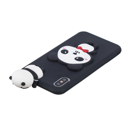 For iPhone XR 3D Cartoon Pattern Shockproof TPU Protective Case(Red Bow Panda)-garmade.com