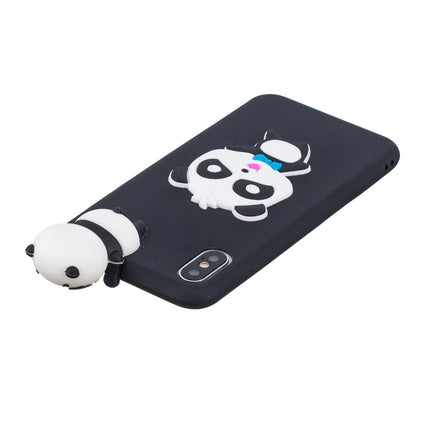 For iPhone XR 3D Cartoon Pattern Shockproof TPU Protective Case(Blue Bow Panda)-garmade.com