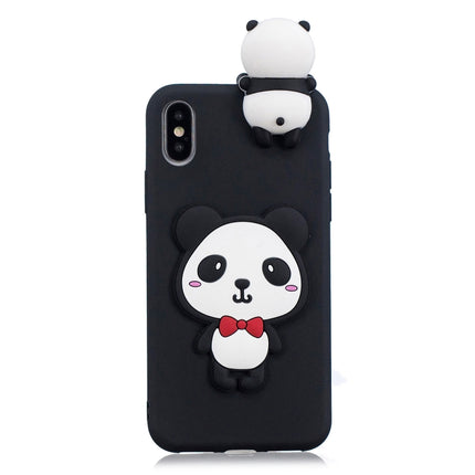 For iPhone XS Max 3D Cartoon Pattern Shockproof TPU Protective Case(Red Bow Panda)-garmade.com