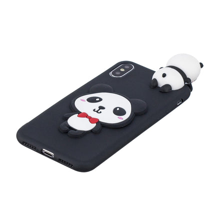 For iPhone XS Max 3D Cartoon Pattern Shockproof TPU Protective Case(Red Bow Panda)-garmade.com