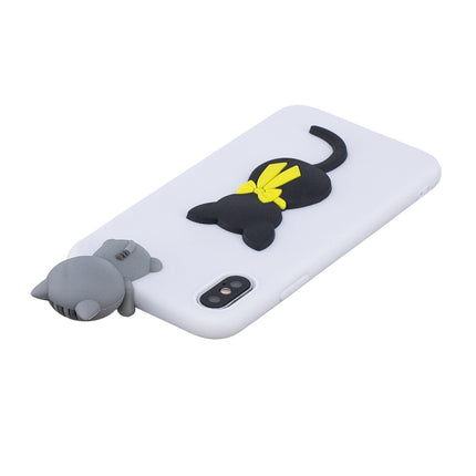 For iPhone XS Max 3D Cartoon Pattern Shockproof TPU Protective Case(Little Black Cat)-garmade.com