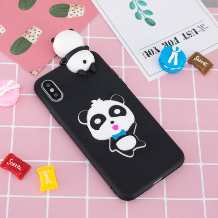 For iPhone XS Max 3D Cartoon Pattern Shockproof TPU Protective Case(Blue Bow Panda)-garmade.com