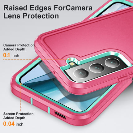For Samsung Galaxy S22+ 5G 3 in 1 Rugged Holder Phone Case(Pink+Blue)-garmade.com
