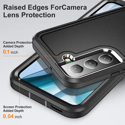 For Samsung Galaxy S22+ 5G 3 in 1 Rugged Holder Phone Case(Black)-garmade.com