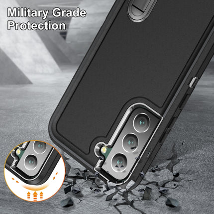 For Samsung Galaxy S22+ 5G 3 in 1 Rugged Holder Phone Case(Black)-garmade.com