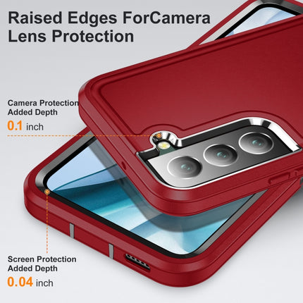 For Samsung Galaxy S22+ 5G 3 in 1 Rugged Holder Phone Case(Red+Black)-garmade.com