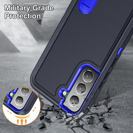 For Samsung Galaxy S22+ 5G 3 in 1 Rugged Holder Phone Case(Dark Blue+Sapphire Blue)-garmade.com