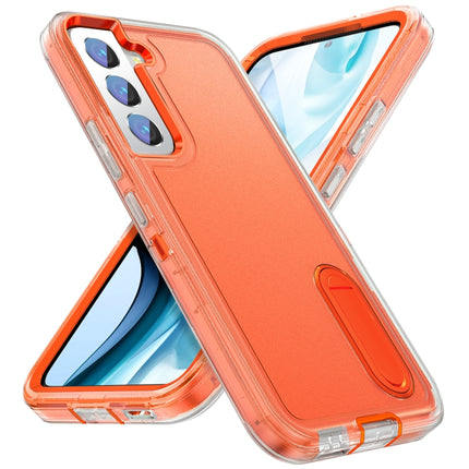 For Samsung Galaxy S22+ 5G 3 in 1 Rugged Holder Phone Case(Transparent)-garmade.com