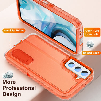For Samsung Galaxy S22+ 5G 3 in 1 Rugged Holder Phone Case(Transparent)-garmade.com
