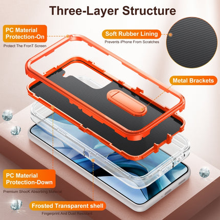 For Samsung Galaxy S22+ 5G 3 in 1 Rugged Holder Phone Case(Transparent)-garmade.com