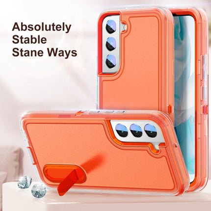 For Samsung Galaxy S22+ 5G 3 in 1 Rugged Holder Phone Case(Transparent)-garmade.com