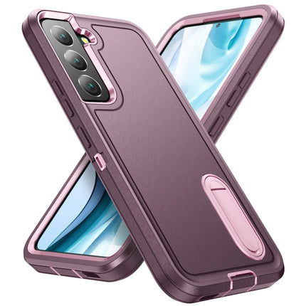 For Samsung Galaxy S22+ 5G 3 in 1 Rugged Holder Phone Case(Purple+Pink)-garmade.com