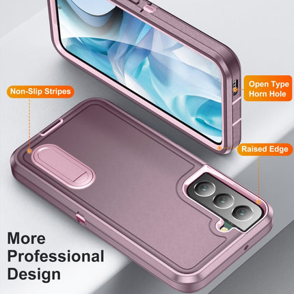 For Samsung Galaxy S22+ 5G 3 in 1 Rugged Holder Phone Case(Purple+Pink)-garmade.com