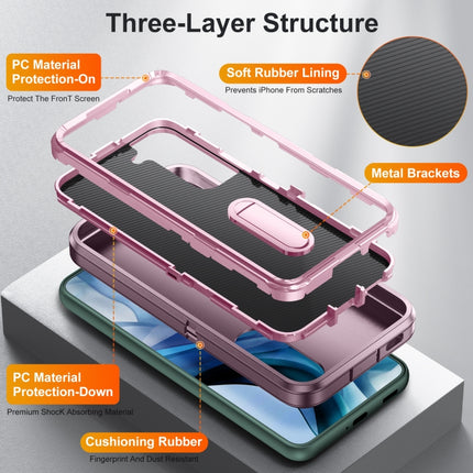 For Samsung Galaxy S22+ 5G 3 in 1 Rugged Holder Phone Case(Purple+Pink)-garmade.com