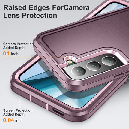 For Samsung Galaxy S22+ 5G 3 in 1 Rugged Holder Phone Case(Purple+Pink)-garmade.com