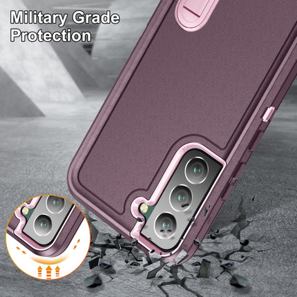 For Samsung Galaxy S22+ 5G 3 in 1 Rugged Holder Phone Case(Purple+Pink)-garmade.com