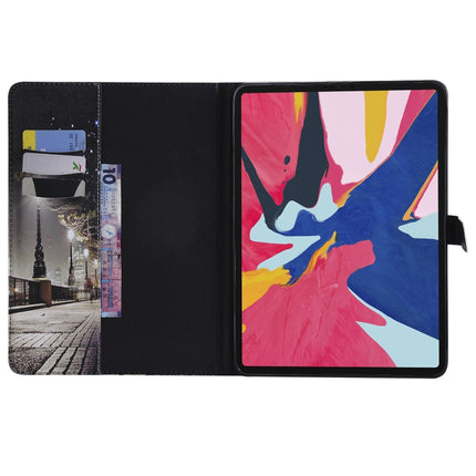 For iPad Pro 11 (2018) Colored Drawing Pattern Horizontal Flip PU Leather Case with Holder & Card Slots & Wallet(Cityscape)-garmade.com