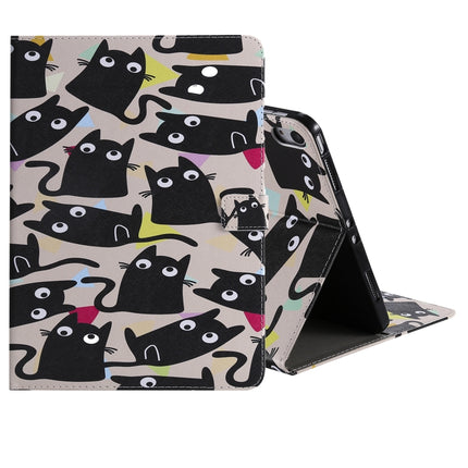 For iPad Pro 11 (2018) Colored Drawing Pattern Horizontal Flip PU Leather Case with Holder & Card Slots & Wallet(Little Cat)-garmade.com
