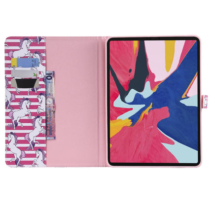 For iPad Pro 11 (2018) Colored Drawing Pattern Horizontal Flip PU Leather Case with Holder & Card Slots & Wallet(Horse)-garmade.com
