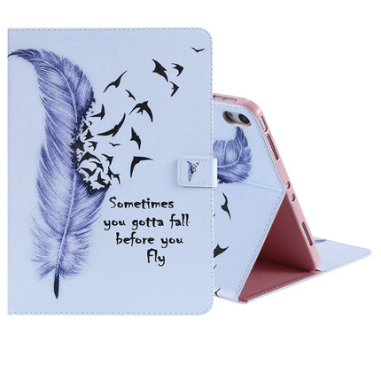 For iPad Pro 11 (2018) Colored Drawing Pattern Horizontal Flip PU Leather Case with Holder & Card Slots & Wallet(Feather)-garmade.com