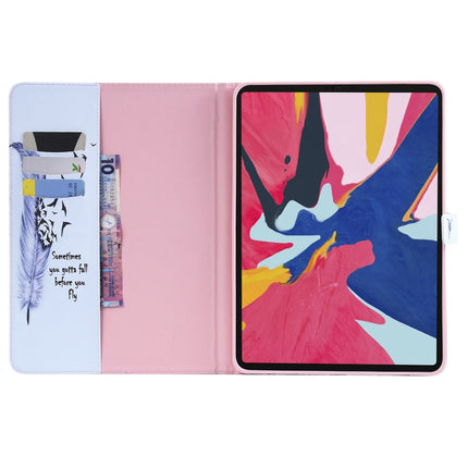 For iPad Pro 11 (2018) Colored Drawing Pattern Horizontal Flip PU Leather Case with Holder & Card Slots & Wallet(Feather)-garmade.com