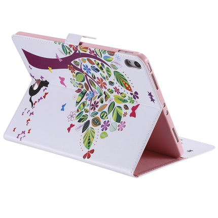 For iPad Pro 11 (2018) Colored Drawing Pattern Horizontal Flip PU Leather Case with Holder & Card Slots & Wallet(Cat and Tree)-garmade.com