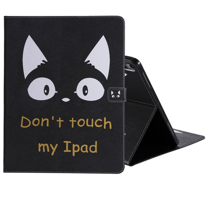 for iPad Pro 12.9 (2018) Colored Drawing Pattern Horizontal Flip PU Leather Case with Holder & Card Slots & Wallet (Cat Ears)-garmade.com