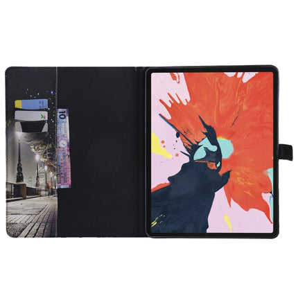 for iPad Pro 12.9 (2018) Colored Drawing Pattern Horizontal Flip PU Leather Case with Holder & Card Slots & Wallet (Cityscape)-garmade.com
