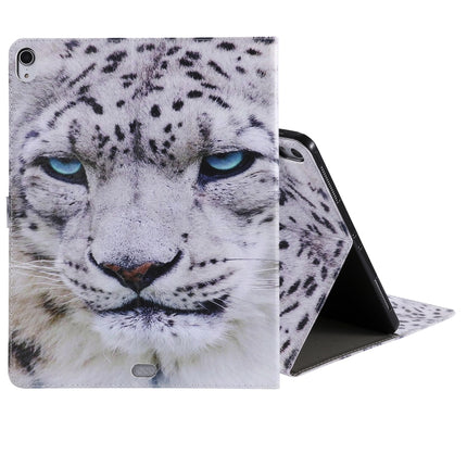 for iPad Pro 12.9 (2018) Colored Drawing Pattern Horizontal Flip PU Leather Case with Holder & Card Slots & Wallet (White Panther)-garmade.com