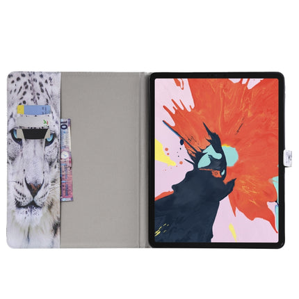 for iPad Pro 12.9 (2018) Colored Drawing Pattern Horizontal Flip PU Leather Case with Holder & Card Slots & Wallet (White Panther)-garmade.com