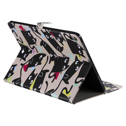 for iPad Pro 12.9 (2018) Colored Drawing Pattern Horizontal Flip PU Leather Case with Holder & Card Slots & Wallet (Little Cat)-garmade.com
