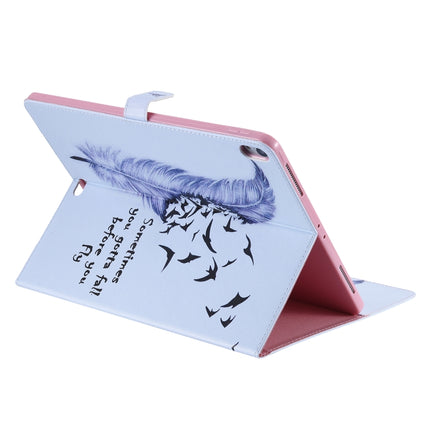 for iPad Pro 12.9 (2018) Colored Drawing Pattern Horizontal Flip PU Leather Case with Holder & Card Slots & Wallet (Feather)-garmade.com