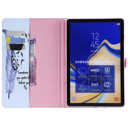 For Galaxy Tab S4 10.5 T830 / T835 Colored Drawing Pattern Horizontal Flip PU Leather Case with Holder & Card Slots & Wallet (Feather)-garmade.com